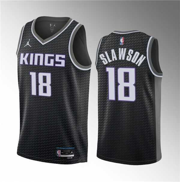 Mens Sacramento Kings #18 Jalen Slawson Black 2023 Draft Statement Edition Stitched Jersey Dzhi->sacramento kings->NBA Jersey